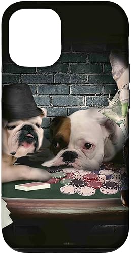 Funda divertida para iPhone 12/12 Pro Dog Dogs Play Cards