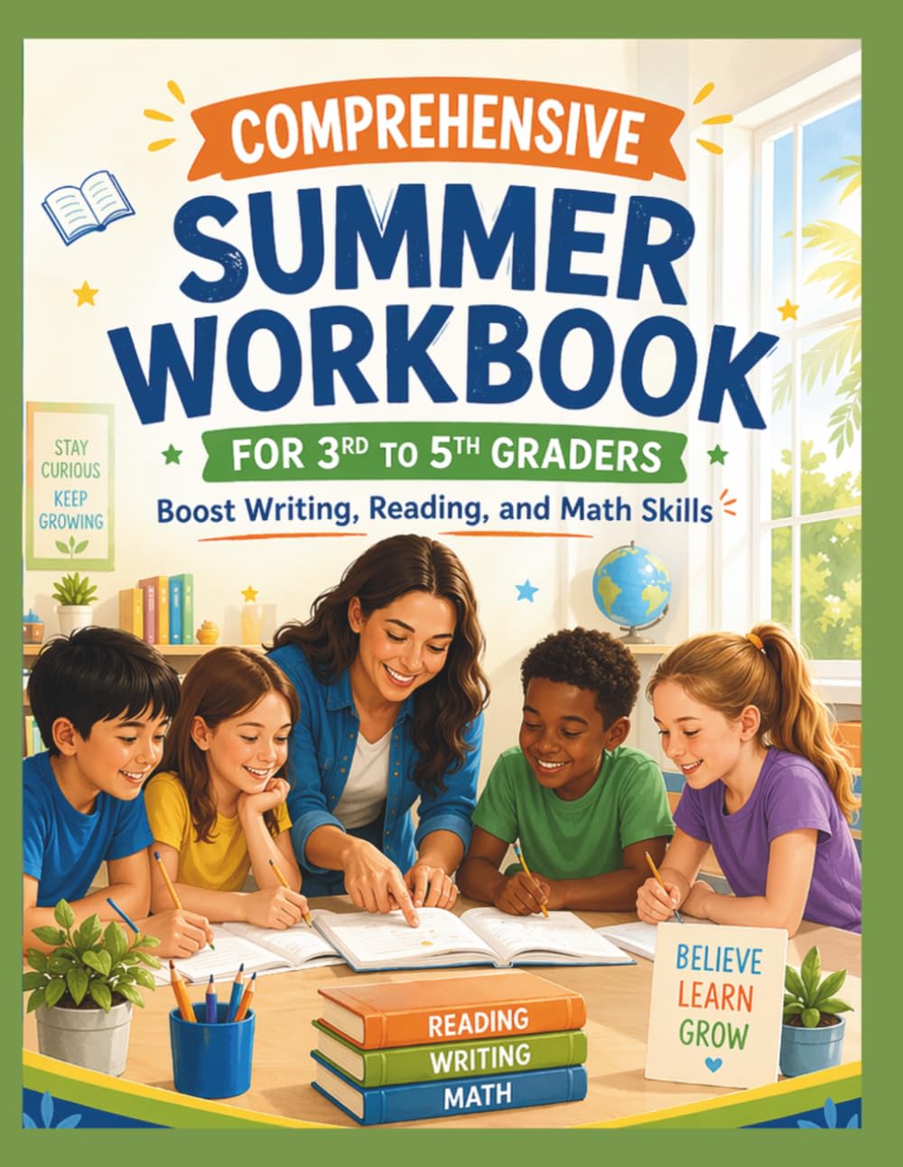 Comprehensive Summer Workbook for 3rd to 5th Graders: Boost Writing, Reading, and Math Skills