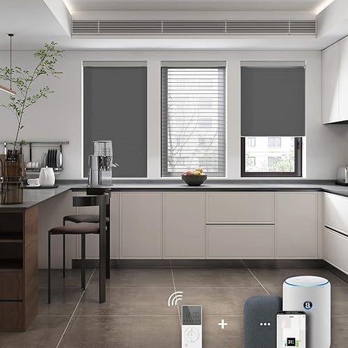 Miniatura 10 de Videma Persianas enrollables motorizadas personalizadas inalámbricas, persianas eléctricas 50% opacas con control remoto, inteligentes y automáticas