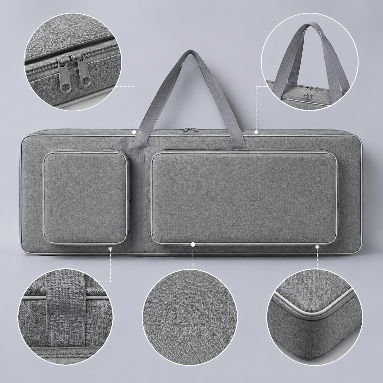 Keyboard Schutzhülle aus Strapazierfähigem Material mit Gepolstertem Design Praktische Schulterriemen Und Zubehörfächern für Musikunterricht Transport Studio, 88 Tasten Groß
