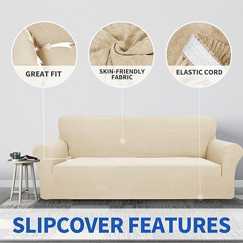 Miniatura 5 de ZNSAYOTX - 1 funda jacquard para sofá de sala de estar, de alta elasticidad con brazos, antideslizante, apta para mascotas, protector de muebles