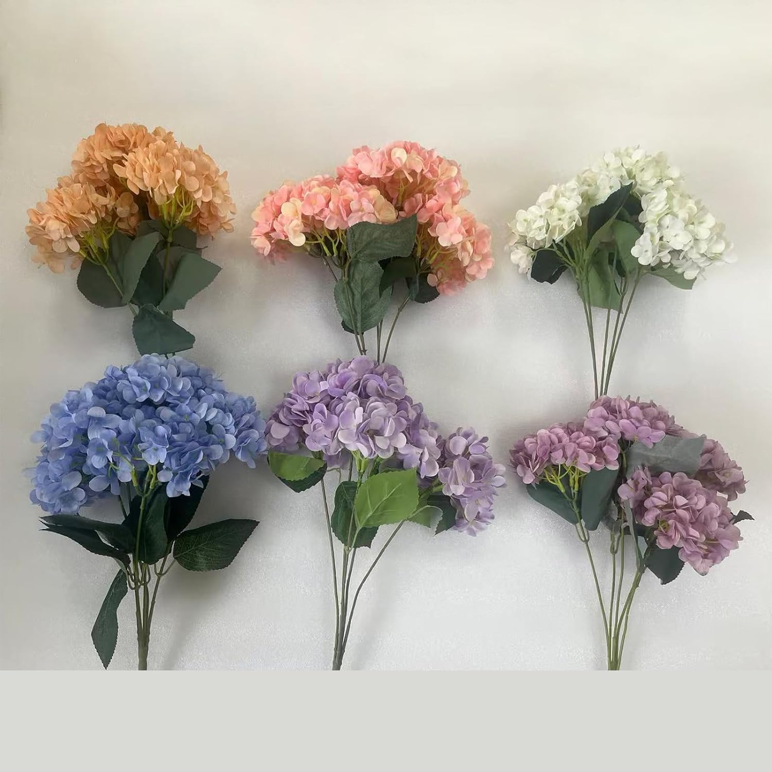 2 PCS 5 Heads White Artificial Hydrangea Fake Flower Simulation Silk Hydrangea with Stems Bouquet Arrangement Family Table Centerpiece Wedding Baby Shower Birthday Party Decoration (Morandi Pink)