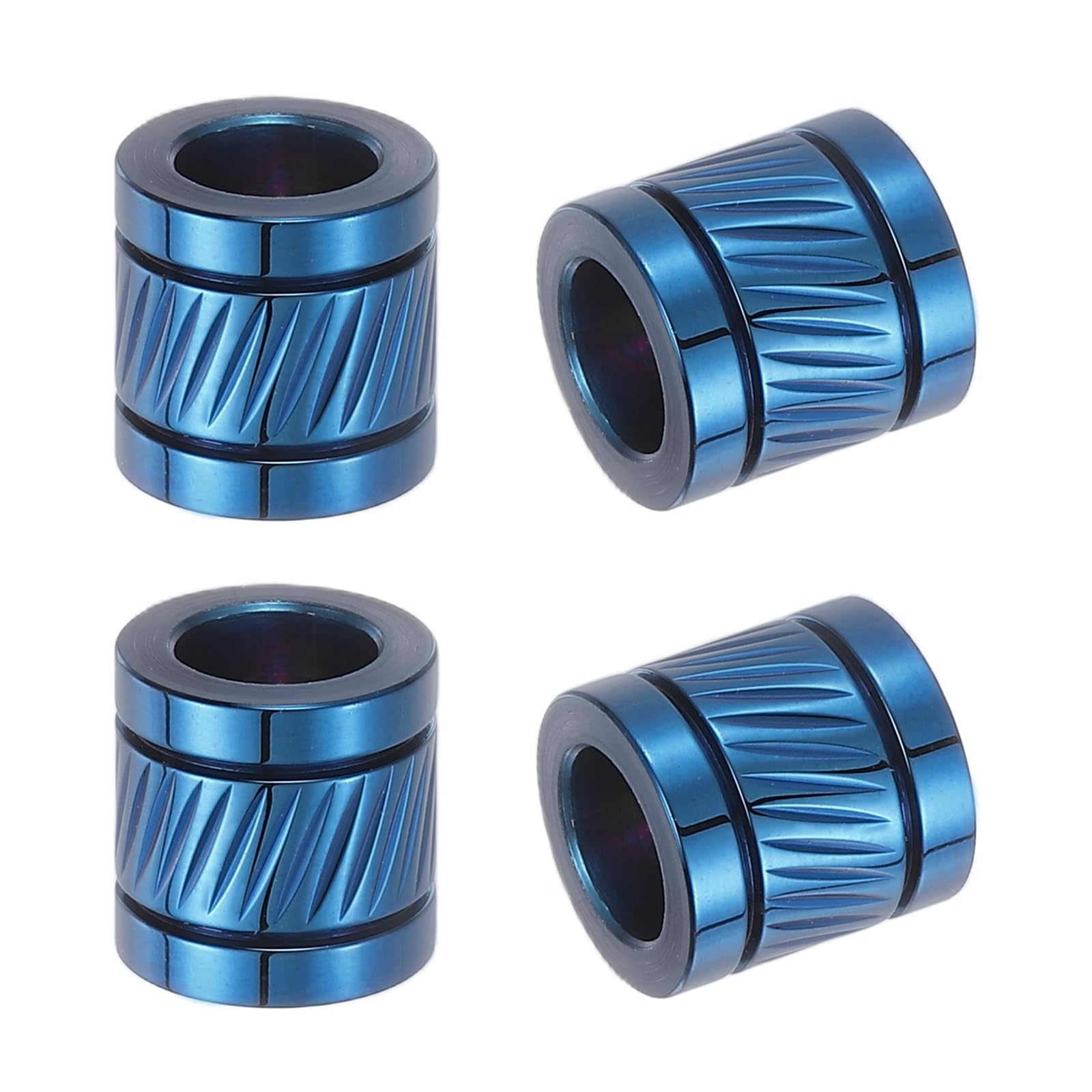 PATIKIL Stainless Steel Paracord Beads, 4pcs Grooved Tube Loose Column Spacer Beads 6mm Large Hole for DIY Bracelet Necklace Jewelry Making, Blue