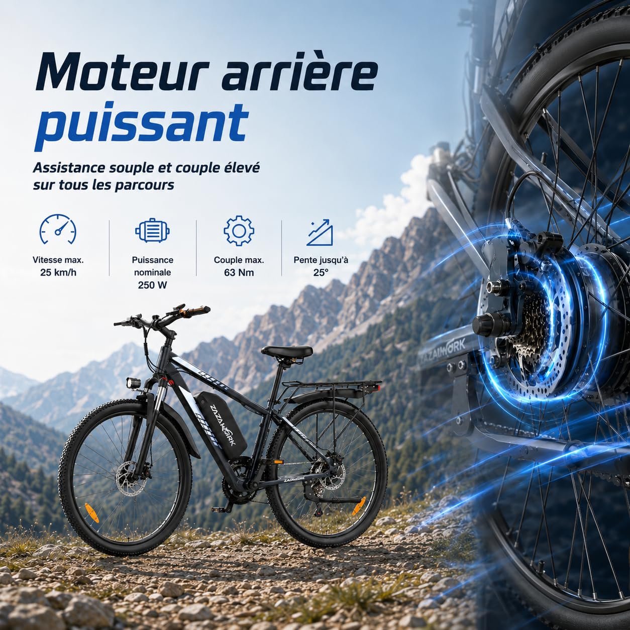 TIGUOWISH C29PRO Vélo Électrique Adulte,Batterie Amovible 48V Moteur Tout-Terrain,VTT 21 Vitesses,Freins à Disques Sécurisés,Écran LCD Intelligent,Éclairage LED Haute Luminosité