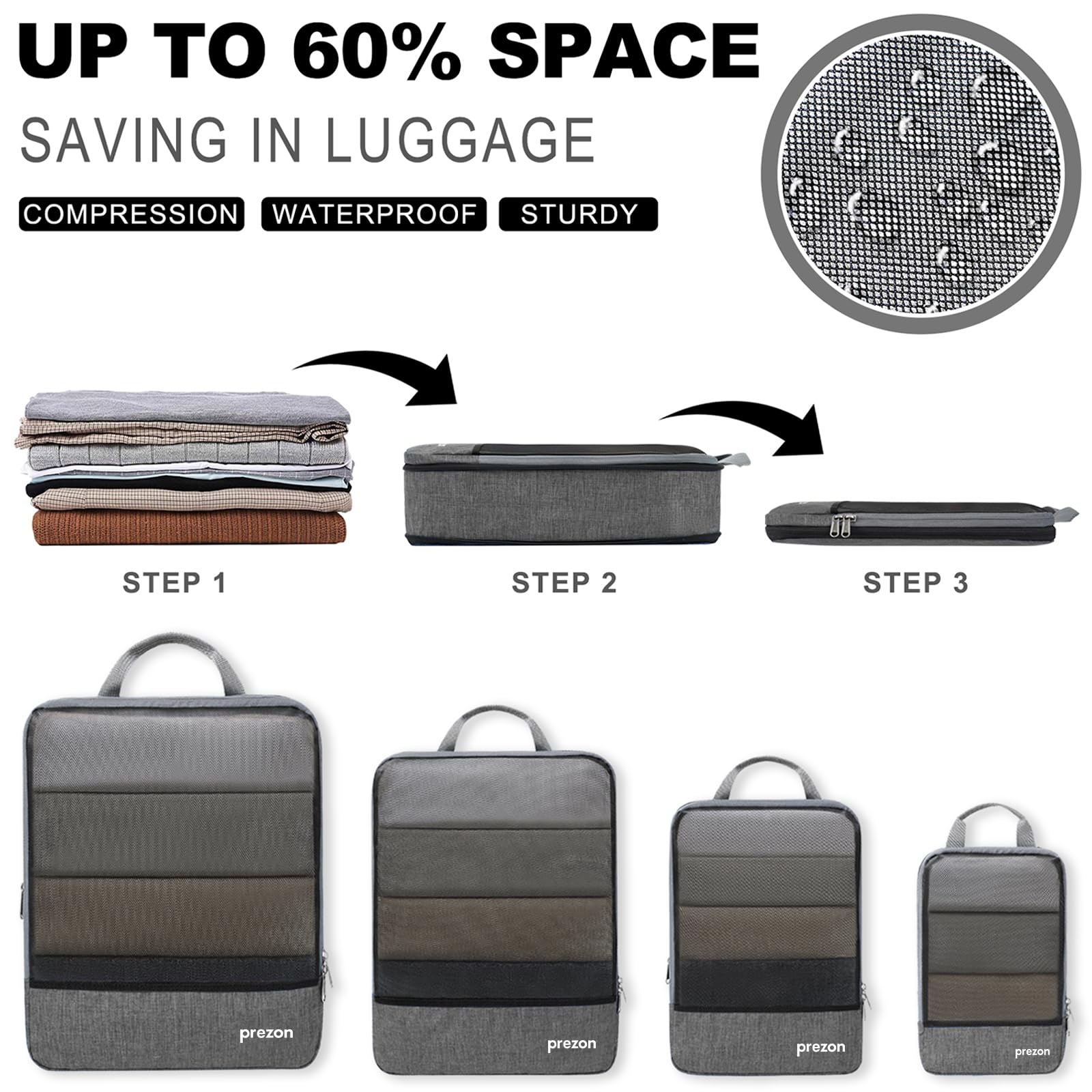 Set 6 Organizzatori Valigia A Compressione - Salvaspazio, Leggeri E Impermeabili | Per Viaggi E Ripostiglio - Foto 2