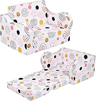 Vista 11 de Sofá para niños, sofá de espuma abatible 2 en 1, silla plegable suave para juegos, azul