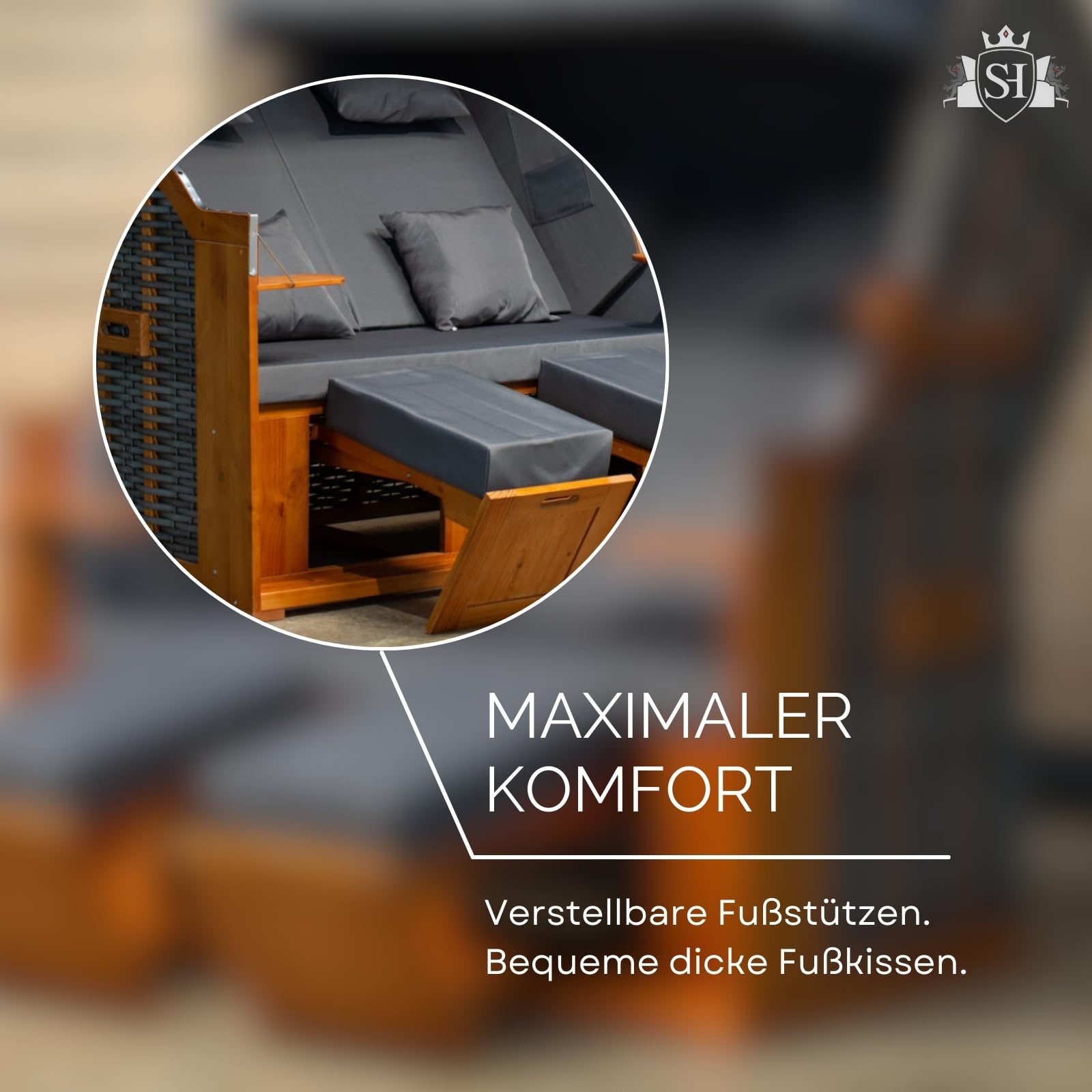 Strandkorb Hanse Ostsee 2,5 Sitzer Klassik XXL 160cm breit - Volllieger bereits montiert inkl. Strandkorbrollen ideal für Zuhause, Balkon und Terrasse
