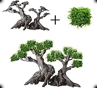Vista 8 de Novelsite Decoración de Pecera - Árboles Bonsái con Musgo Artificial - Rocas de Acuario para Paisajismo Acuático - Hecho de Arenisca, Decoraciones