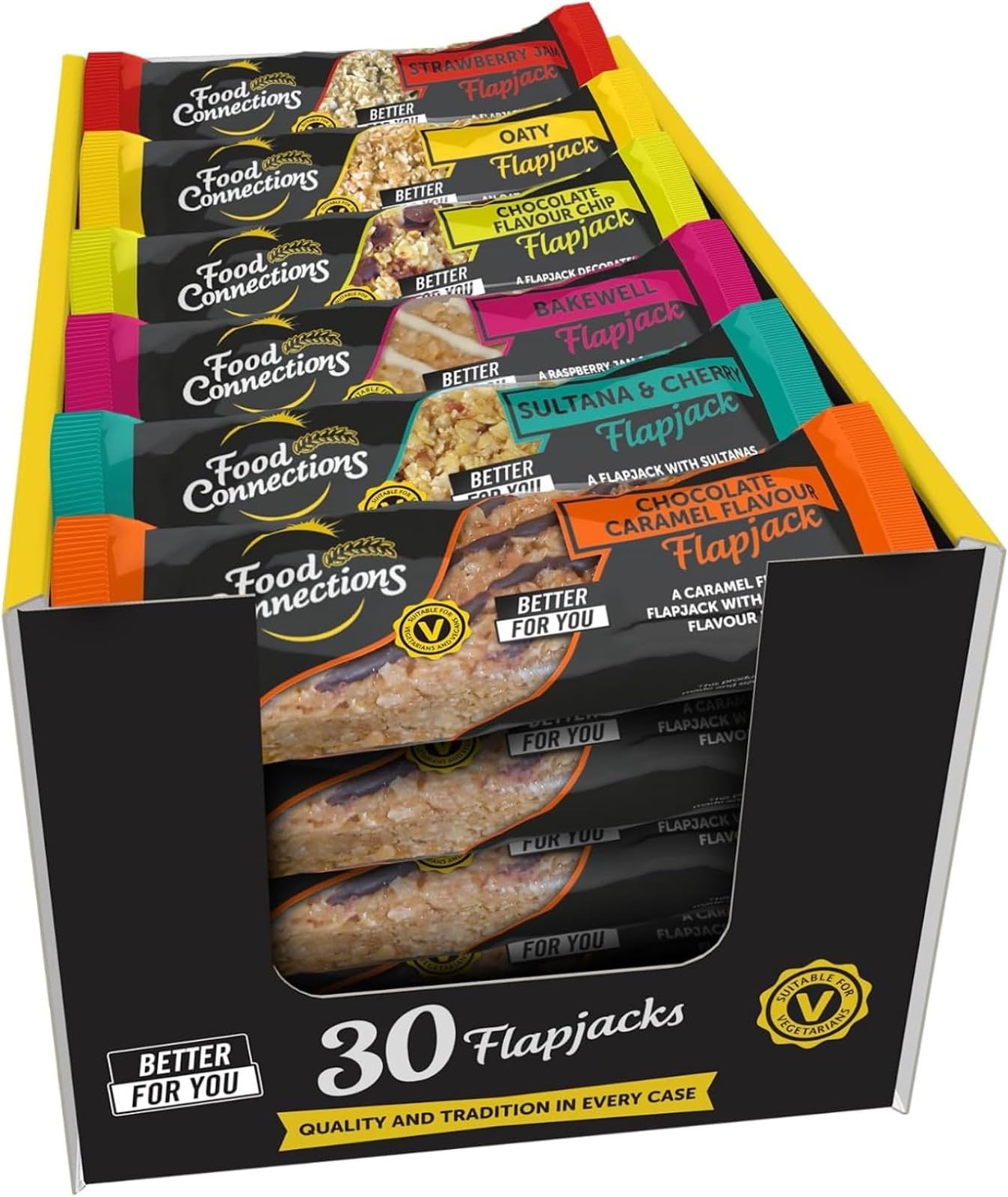 Better For You* Flapjack Bars (Box of 30x 80g Bars) - Healthier Snack Flapjacks in 6x Flavours, UK Government HFSS Compliant