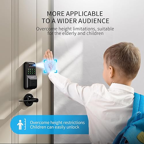 Miniatura 2 de Cerradura inteligente de entrada sin llave y cerradura de puerta delantera de reconocimiento de palma, cerradura de teclado electrónico con bloqueo