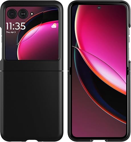 Miniatura 3 de Cresee Funda para Motorola Razr Plus 2023 Con Protector De Pantalla Externa - Funda De Teléfono De PC Dura Delgada Para Moto Razr+2023 - Negro+Vidrio