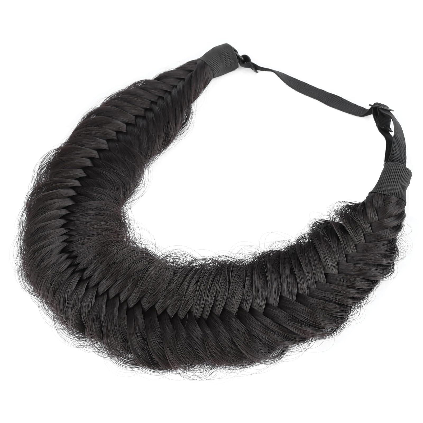 Gledola 2 Strands Fishtail Wide Messy Plaited Braids Headband (Deep Brown, Wide) - Image 2