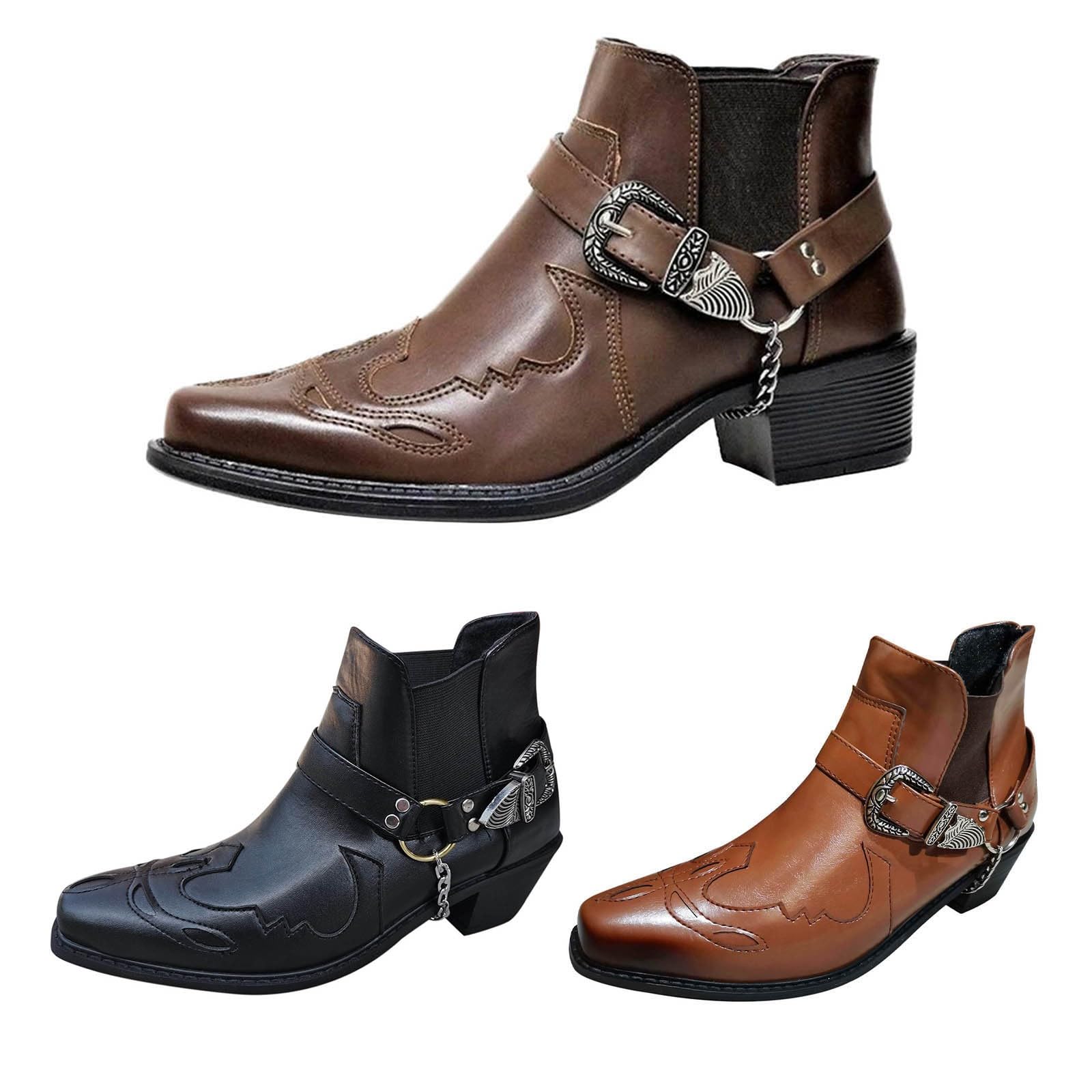 Westernstiefel Herren Vintage Cowboystiefel Damenstiefel Motorrad Biker Boots Gothic Stiefel Arbeitsschuhe Schlupfstiefel Herbst Winter Kurzschaft Stiefel Cowboy Stiefeletten Reitstiefel