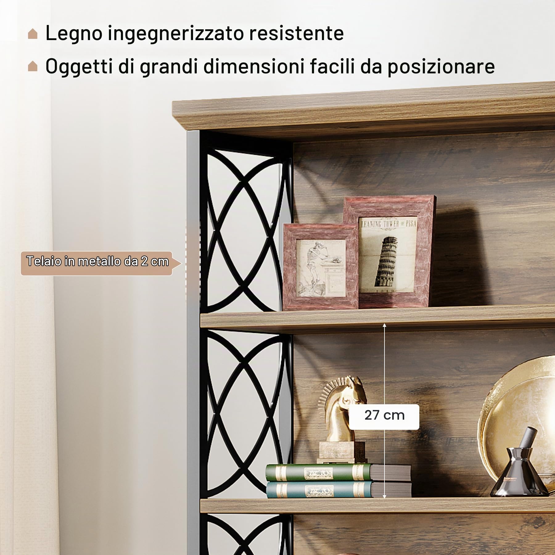 Tribesigns Libreria a 6 Ripiani, Alta 185 cm con Industriale Ripiani Aperti, Scaffale Portaoggetti Indipendente, Verticale Organizer per Casa, Ufficio, Studio, Marrone e Nero