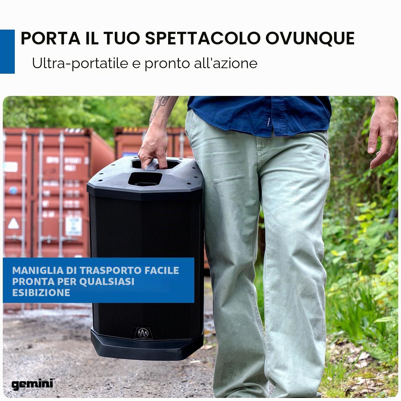 Gemini Sound WPX-2000 Togo, Altoparlante Portatile Modulare Line Array Pro pa a Batteria, Picco 1000W, Streaming Bluetooth, per Dj, Feste ed Eventi