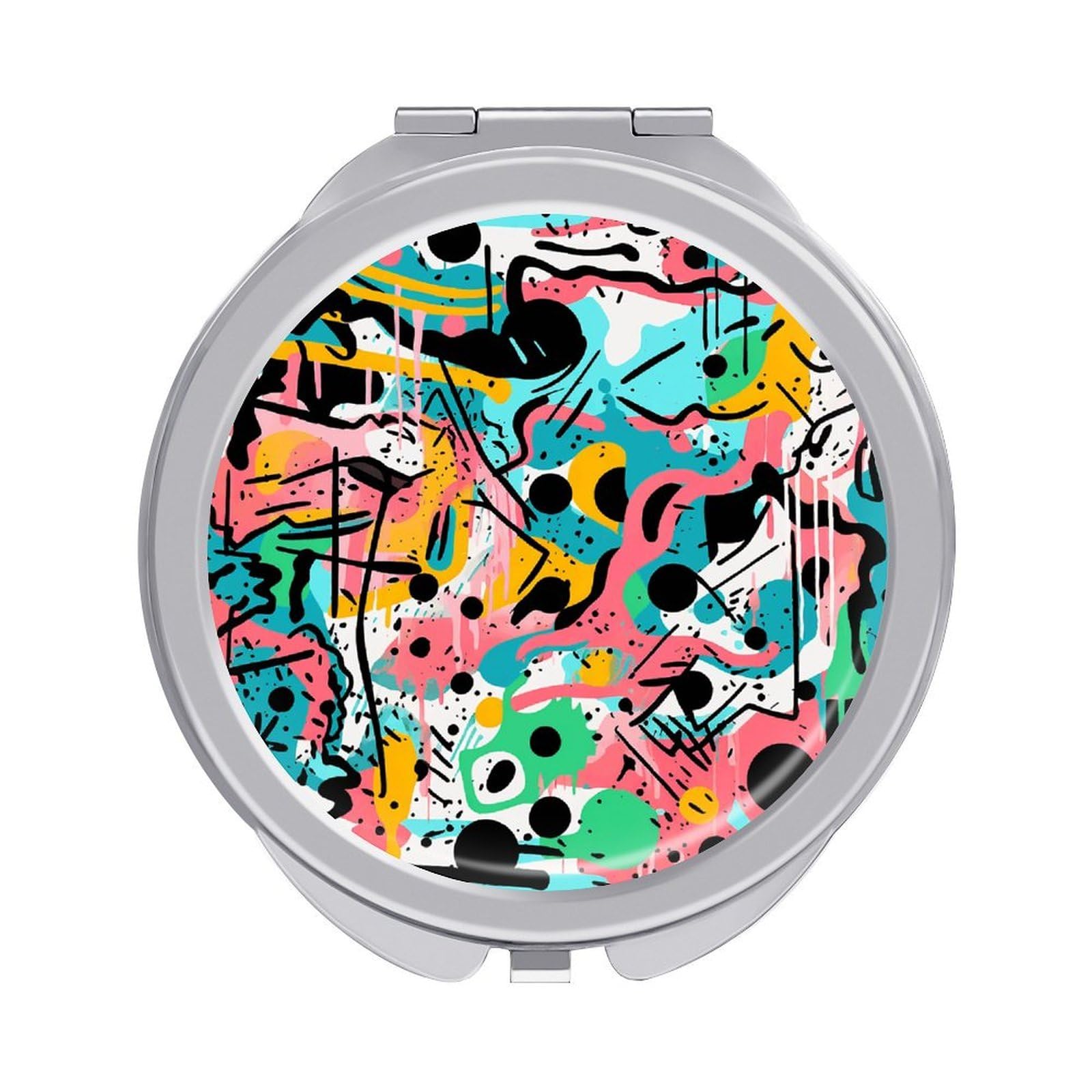 Fekiloot Style Jungle Punk Travel Makeup Mirror Handheld Compact Mirror Portable Pocket Mirror Double-Sided 1X/2X Magnifying For Handbag And Purses