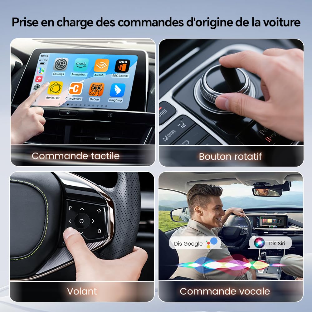 Carlinkit Mini adaptateur CarPlay sans fil Ultra 3 Adaptateur Android Auto sans fil Convertit le câble OEM en USB-A/C sans fil Plug & Play, Connexion automatique, Mise à niveau OTA, Orange