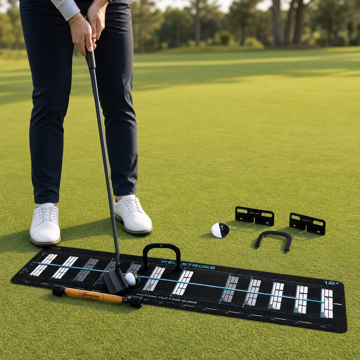 Harilla Dispositivo de Entrenamiento de Golf Kit de Putt Herramienta de Alineación Puertas de Precisión Plantilla de 12° con Estuche Portátil Adecuado para