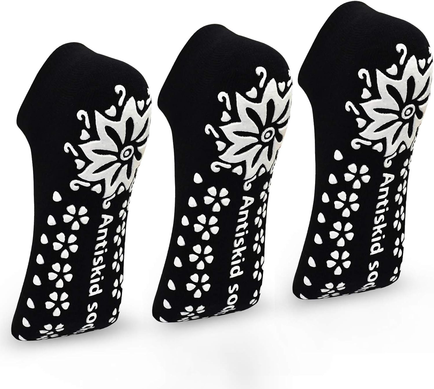 Non Skid Grip Women Socks for Pilates Barre Yoga Anti Slip Sticky House Floor Socks for Home Hospital Athletic 3 Or 1 Pack