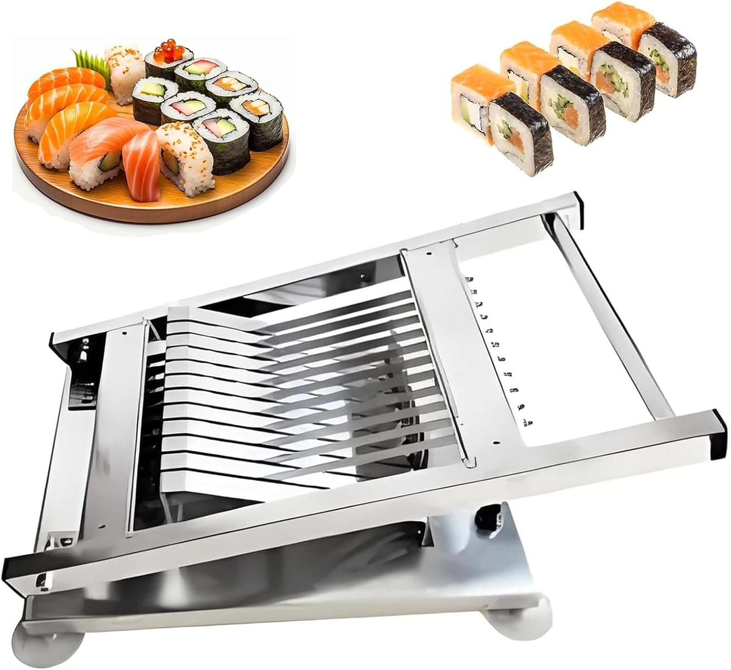 Sushi Roll Cutting Machine, Stainless Steel Sushi Cutting Machine, 12-Segment Stainless Steel Sushi Cutter, Quick 2-Step Operation, Cutting Evenly, Ideal for Home Kitchen Restaur