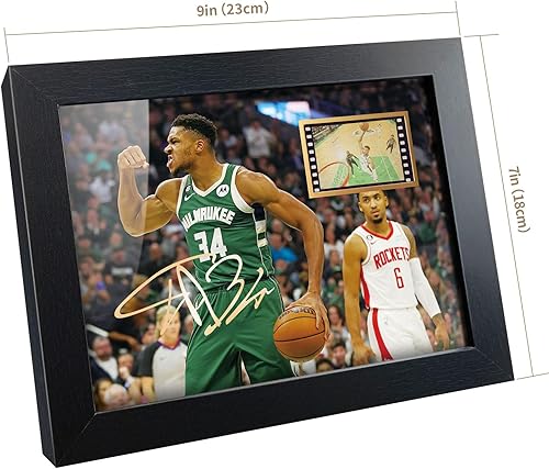 Miniatura 6 de sufenvera Póster para fanáticos del baloncesto  Impresión firmada de Giannis Antetokounmpo enmarcada mini película fotográfica, gran regalo de