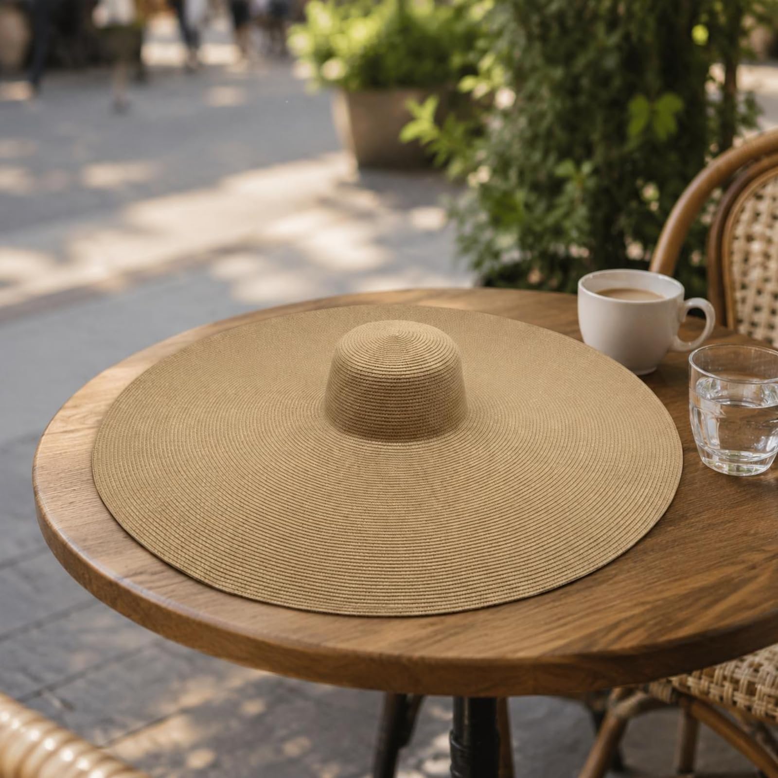 Cappello di Paglia con Ampia Visiera Larga Portatile Cappello da Spiaggia con Ampia Visiera Larga Traspirante Accessorio Moda Estivo per Viaggio, Khaki, 35CM