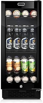 Whynter BBR-801BG Built Beverage Refrigerator and Cooler Mini Fridge with Glass Door with Lock, 3.0 Cubic Feet, Black, 100