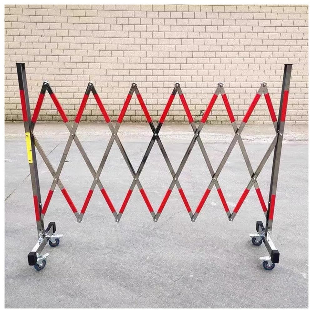 GHHVFEC Mobile Traffic Barricade with Wheels, Collapsible Expandable Safety Barrier, Outdoor Crowd Control, Portable Protective Fence for Event Security