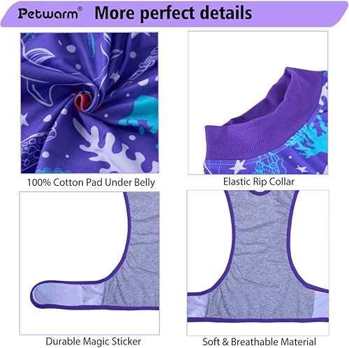 Miniatura 4 de PetWarm Traje de cirugía para perros masculinos, traje de recuperación para perros, camisa de recuperación para heridas abdominales, vendajes