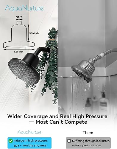 Miniatura 6 de Cabezal de ducha filtrado, filtro de cabezal de ducha de alta presión AquaNurture para suavizante de agua dura, elimina productos químicos tóxicos y