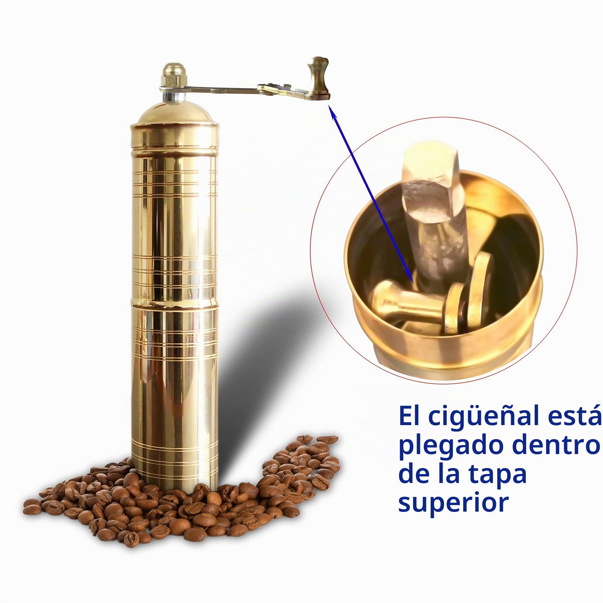 Molinillo de café manual turco tradicional, molinillo de café de latón, decoración de cocina, molinillo ajustable de calificación, molinillo de café manual con mango