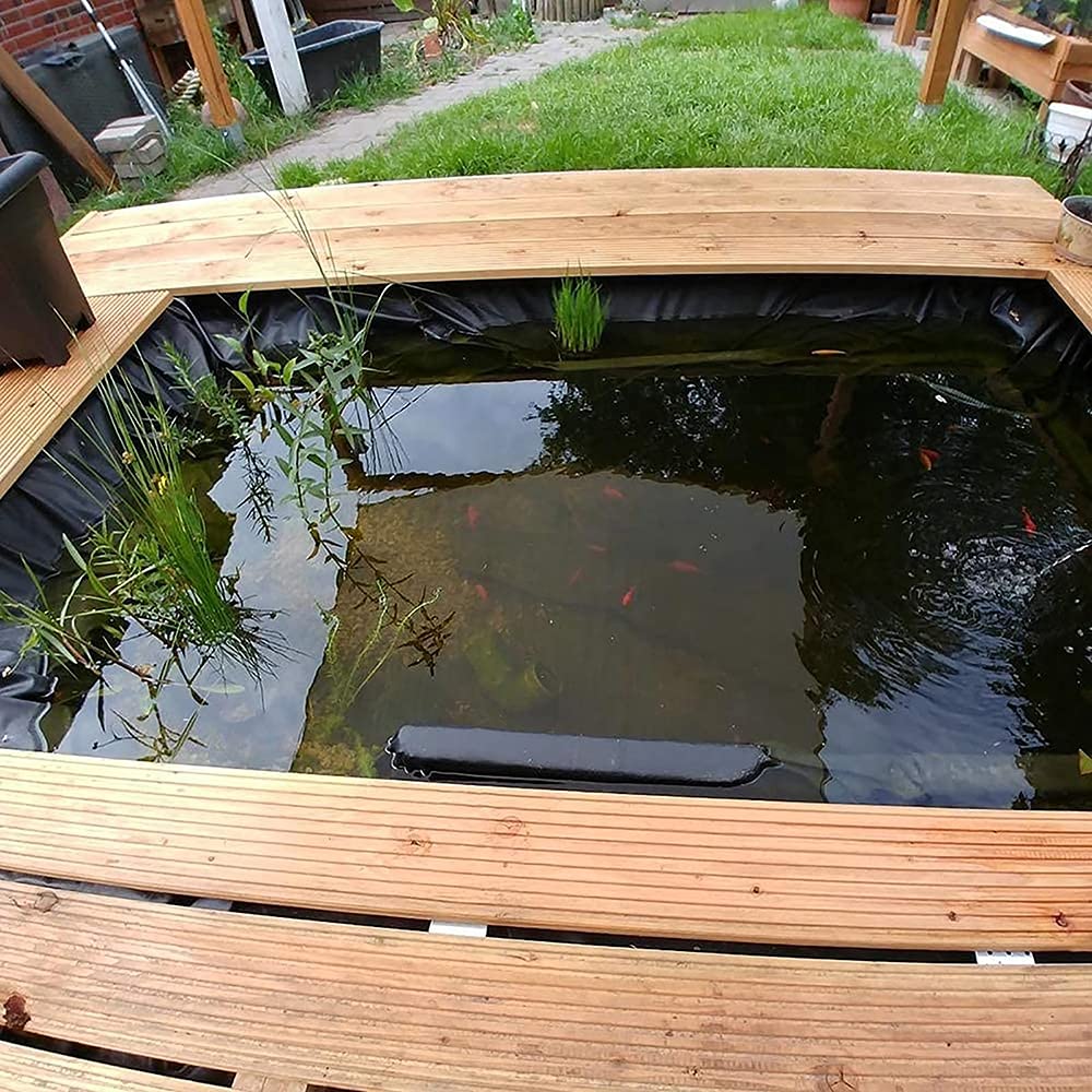 MENG 2x3m HDPE Teichfolie Reißfeste Gartenteichfolie Schwarz 0.2mm Wasserdicht Schwimmteich Folie UV-Beständig Garten Und Teichzubehör