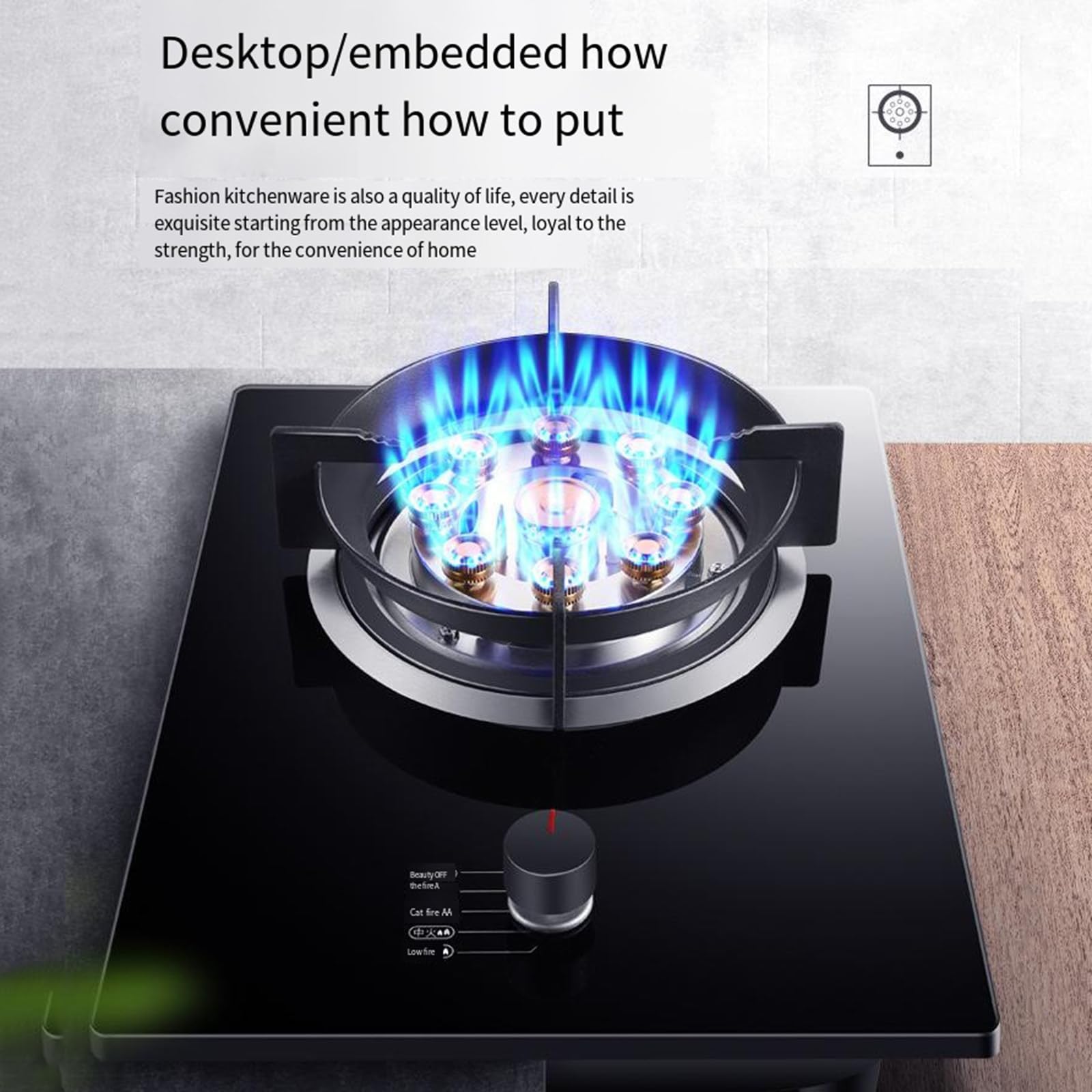 Estufa de gas individual, cocina de escritorio de 7.0 KW LPG/NG, quemador de alta eficiencia para cocina doméstica, fuego feroz de alta calidad