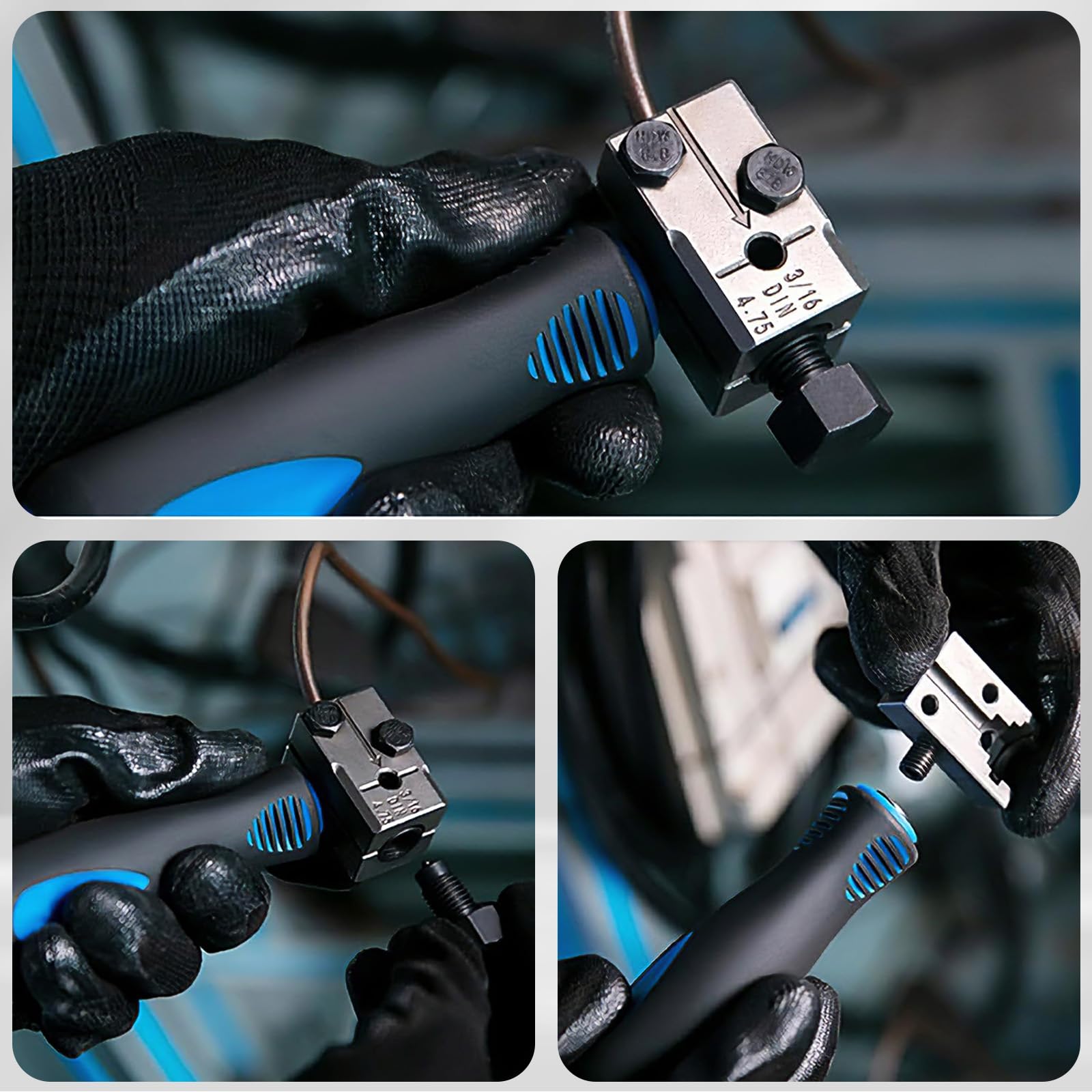 Svasatore per tubi freno, utensile per svasare 4,75 mm e 3/16", doppio conforme DIN, set universale per rame, nichel e acciaio