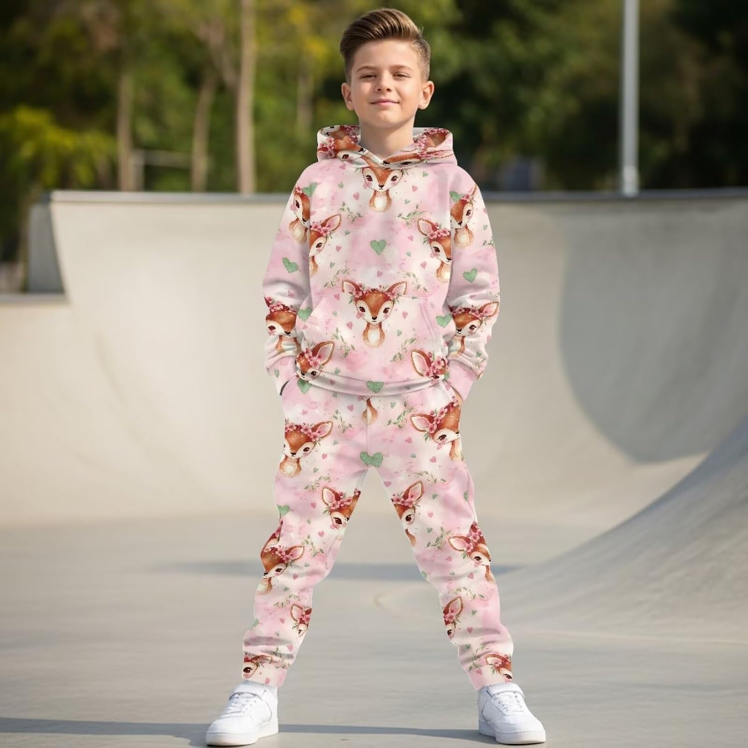 Pensura 2 Pack Long Sleeve Pullover Hoodie and Jogger Pants for Boys Girls, Kids Youth Matching Set
