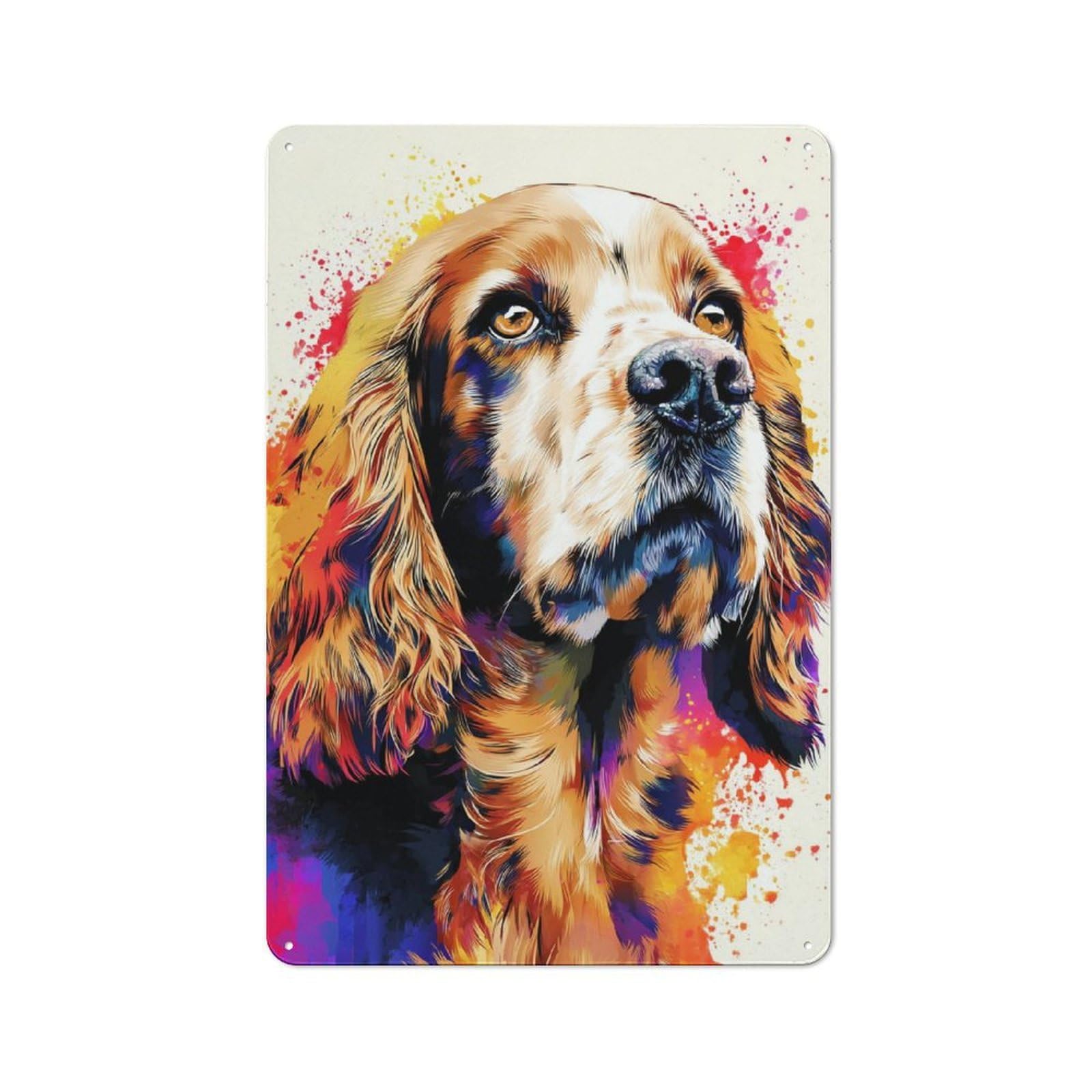 Junmoney Colorful Abstract Dog Portrait -15 Tin Wall Plaque 30X20cm With For Workshop Wall, Suited To Makers And Diy Enthusiasts