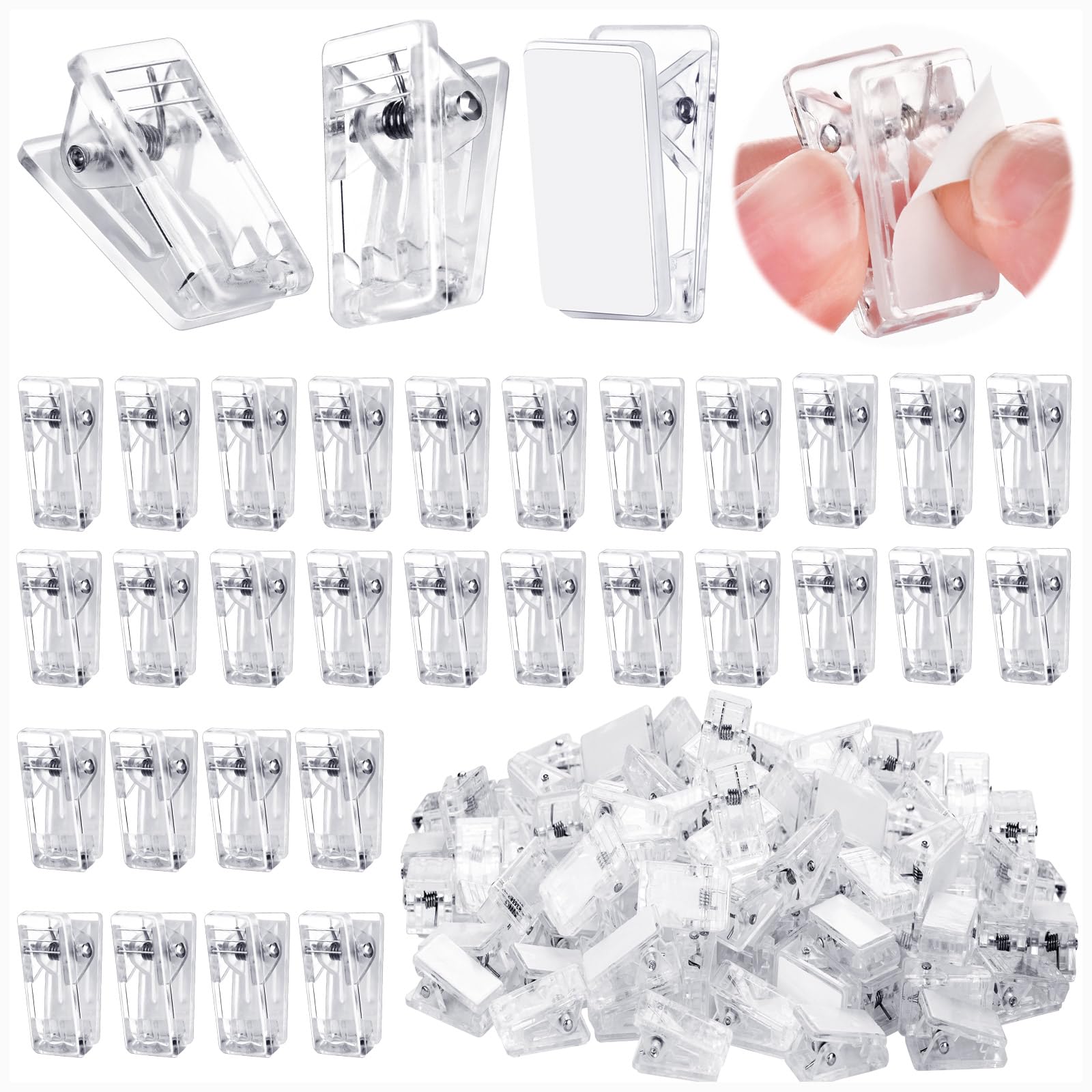 100PCS Adhesive Clips for Hanging, Plastic Tapestry Wall Clip for Office Home Decorations