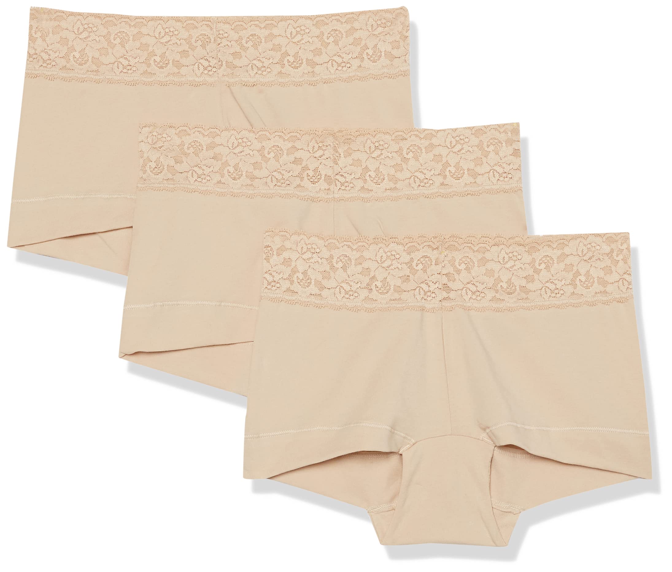 Maidenform Womens Boyshort Underwear, Cotton Boyshort Panties for Women, Assorted Colors, 3-Pack