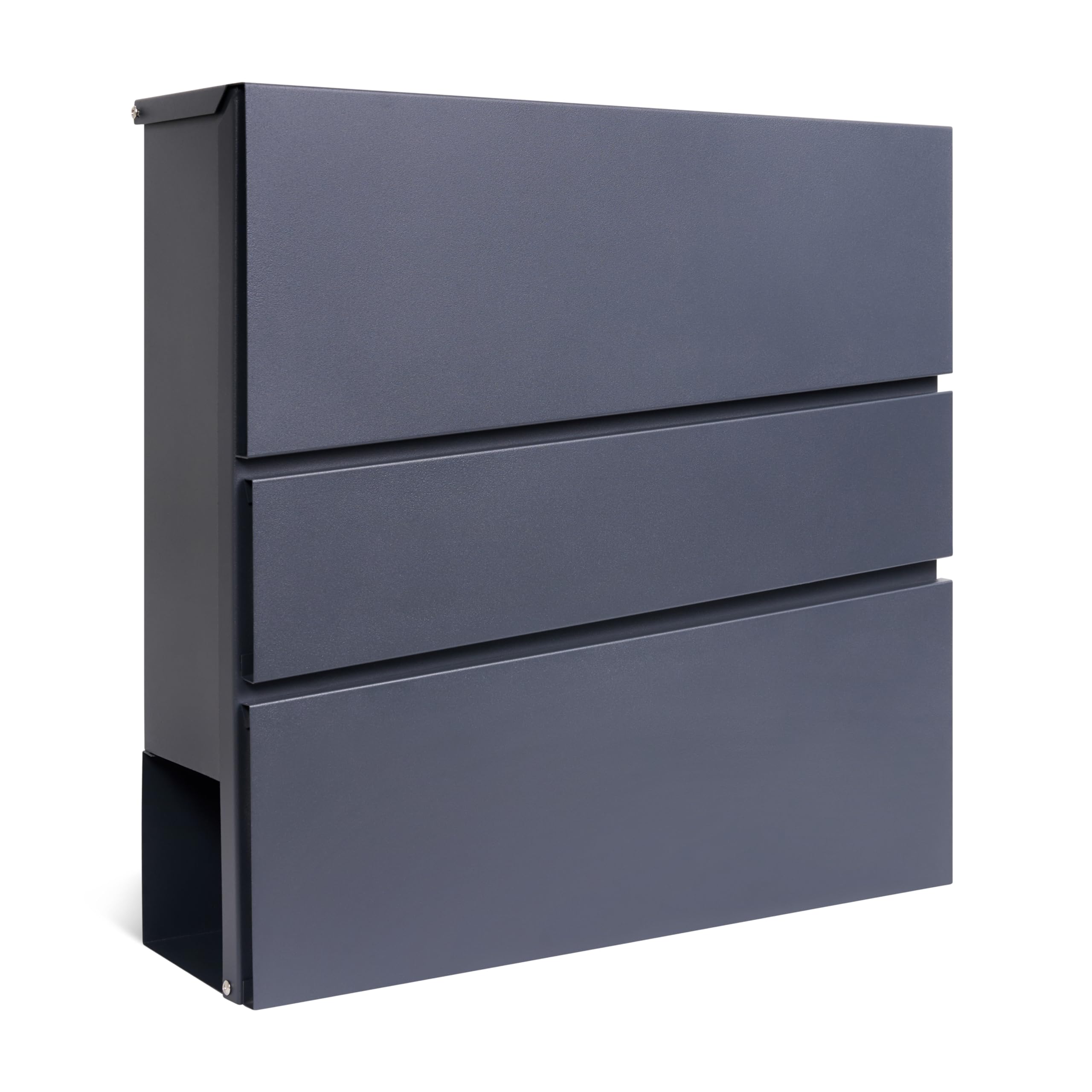 Assorted Collections Cassetta postale da parete con porta giornali, con serratura e 2 chiavi, design moderno, facile da installare, 37x10,5x37 cm (grigio)