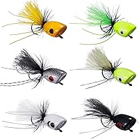 Vista 6 de BASSDASH Moscas Popper para pesca con mosca, lubina, perca, señuelos de pesca
