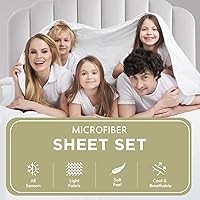 Vista 147 de HENGWEITEXT 18 Inch Cal King Sheets Deep Pocket,4 Piece Sheet Set Breathable and Cooling,Microfiber Sheet Set Deep Pocket,Wrinkle Free Shrinkage &