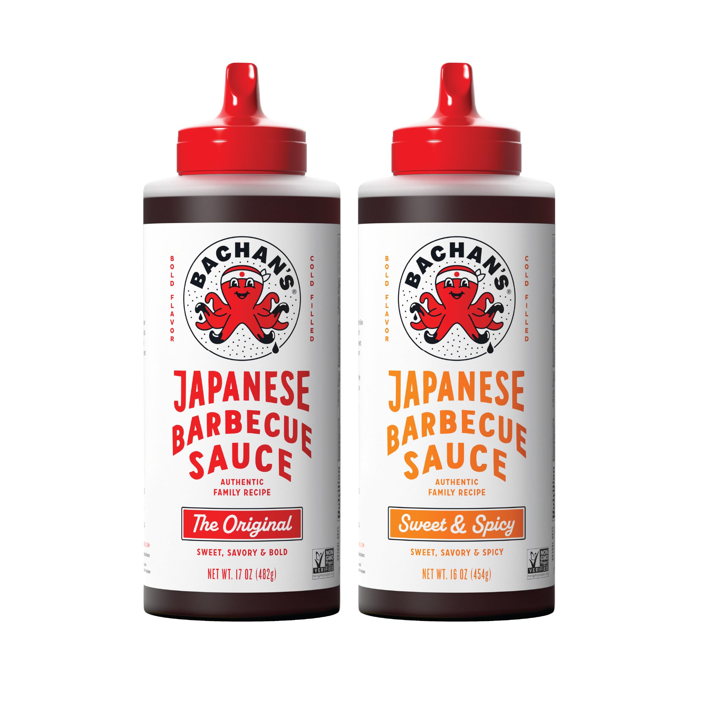 Bachan's Japanese Barbecue Sauce 2 Pack - 1 Original, 1 Sweet & Spicy - BBQ Sauce for Wings, Chicken, Beef, Pork, Seafood, Noodles, and More. Non GMO, No Preservatives, Vegan, BPA free