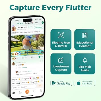 Smart Bird Feeder with Camera Solar Powered, Auto Record 2K HD Videos | AI Bird Identification & Instant Alerts, Birdwatching Live, Outdoor Birdhouse with Cam, for Mom/Dad/Birdlovers, Light Blue