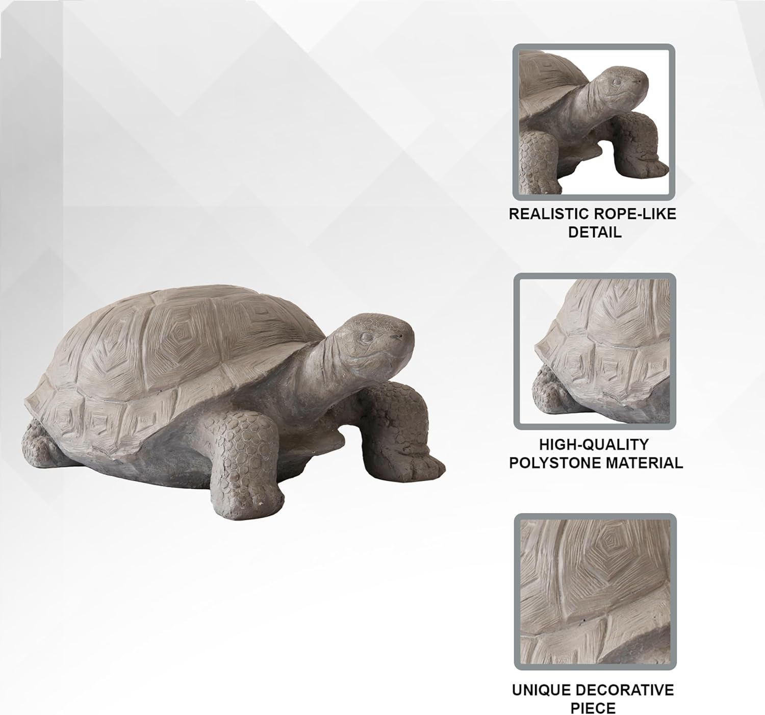 30.3" Light Grey Polystone Turtle Garden Statue