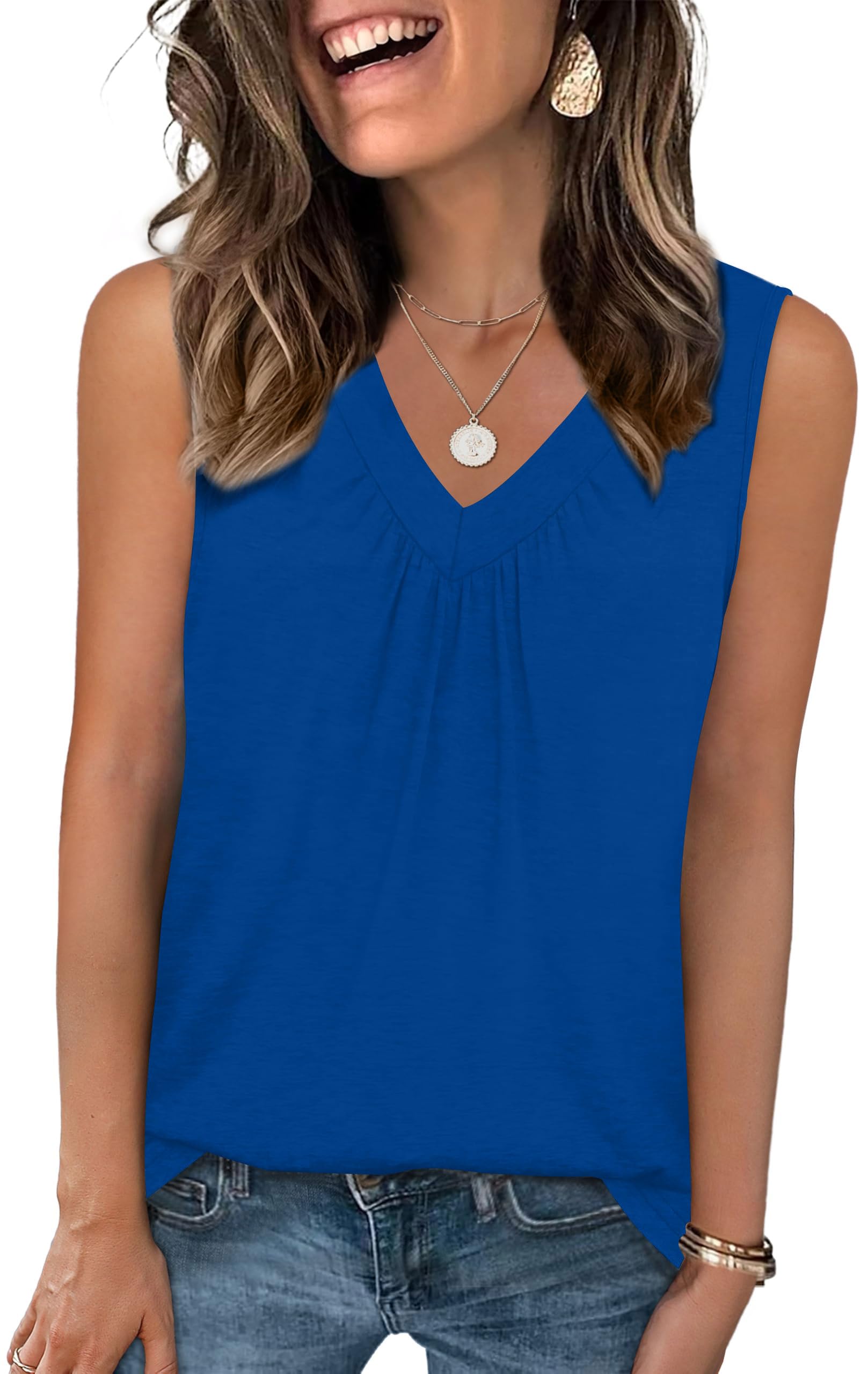 Haslike Damen-Sommer-Weste, Tank-Top, lockere Passform, V-Ausschnitt, ärmelloses T-Shirt