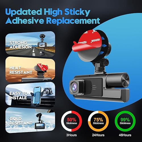 Miniatura 3 de Almohadillas adhesivas adhesivas para montaje de cámara de salpicadero, 5 piezas de cinta de montaje de doble cara de repuesto para cámara de