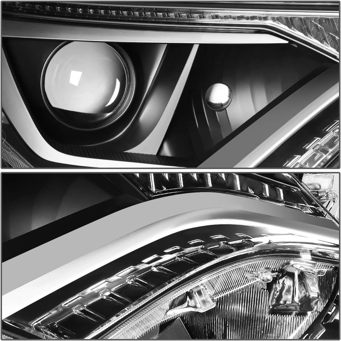 Headlights Assembly Pair for 2016 2017 2018 Toyota RAV4 Headlamps Head Lights Replacement Driver and Passenger Side,Chrome Housing Amber Reflector