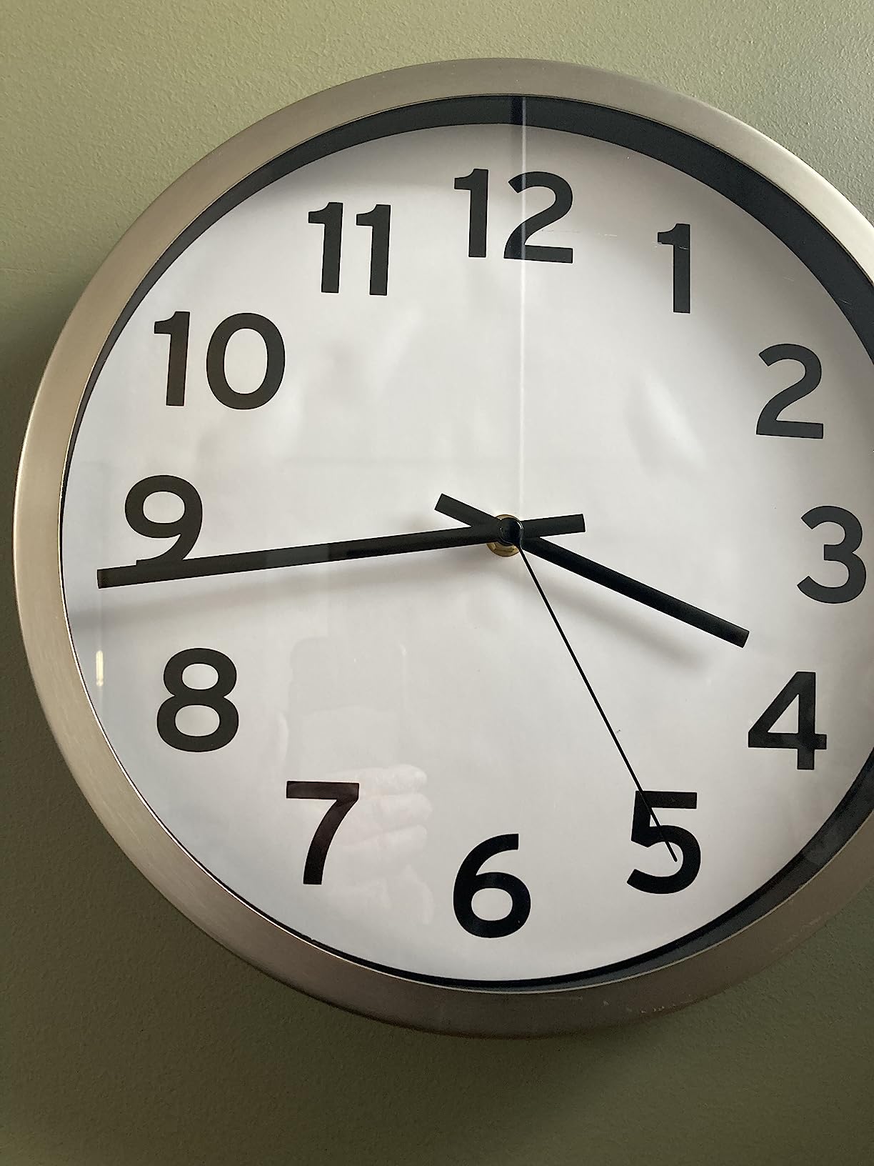 AmazonBasics 12" Numbered Wall Clock, Nickel Wall Clocks