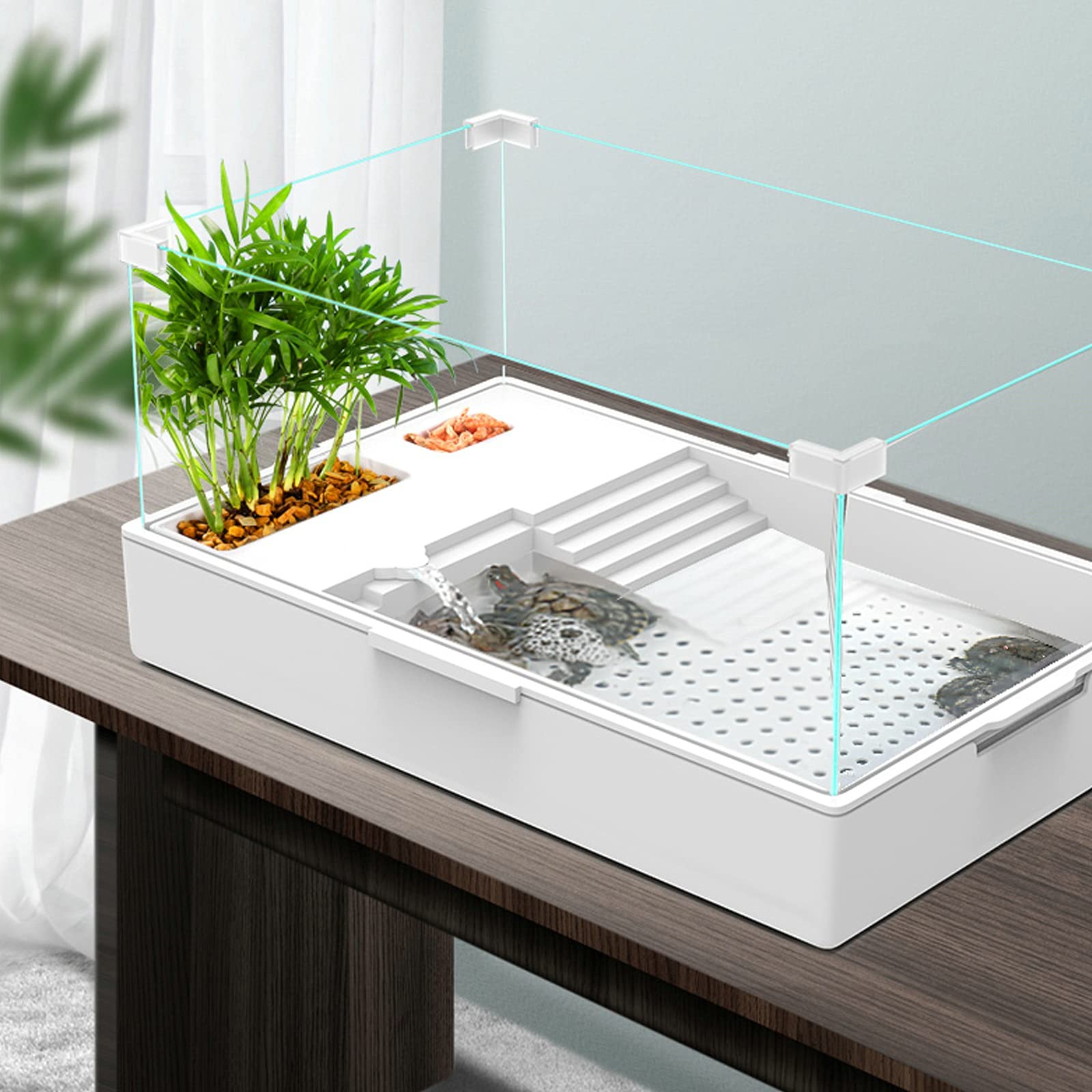 Serbatoio di tartaruga Serbatoio tartaruga, serbatoio ecologico, piccolo vetro paesaggio terrario, serbatoio speciale for allevare tartarughe, grande villa for soggiorno domestico per Interni Esterni