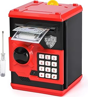 ATM Piggy Bank for Boys Girls, Vcertcpl Mini ATM Coin Bank with Password
